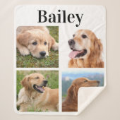 ペット4モダン写真コラージュのパーソナライズされた犬愛好家 シェルパブランケット (正面)