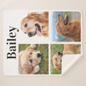 ペット4モダン写真コラージュのパーソナライズされた犬愛好家 シェルパブランケット (正面(横))