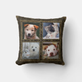 ペット4+4フォトコラージュ&モノグラム、ヴィンテージ- クッション (正面)