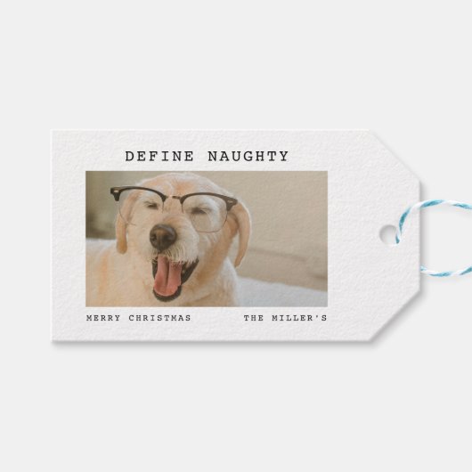 ペット「おもしろい定義」写真のいけなクリスマス ギフトタグ (正面(横))