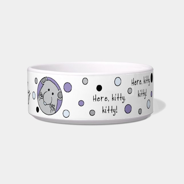 ペット キャット ミディアム ブルー ペット ボウル 『ここに、キティ、キティ！』 (右)