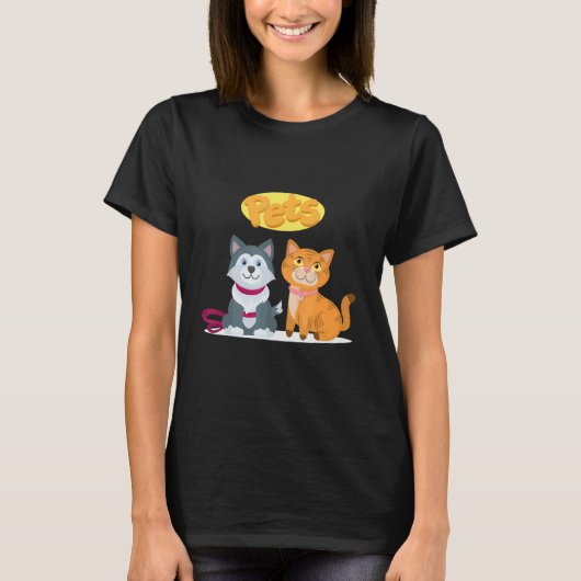 ペット キャラクター 猫 犬 Tシャツ (正面)