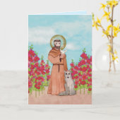 ペット・セント・フランシスの死別パーソナライズされた喪失 カード (黄色い花)