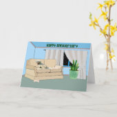 ペット・ドッグ・イン・ルームからのアニバーサリー・カード カード (黄色い花)