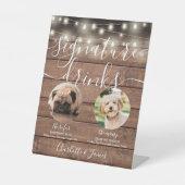 ペット ドッグ シグネチャー ドリンク ストリング ライト ラスティック ウッド 台座サイン (正面)