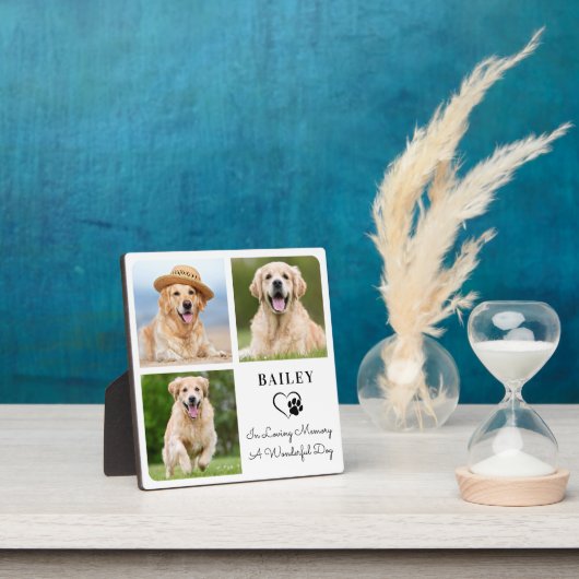 ペット ドッグ メモリアル オーダーメイド 3 枚の写真コラージュ フォトプラーク (インサイチュ)