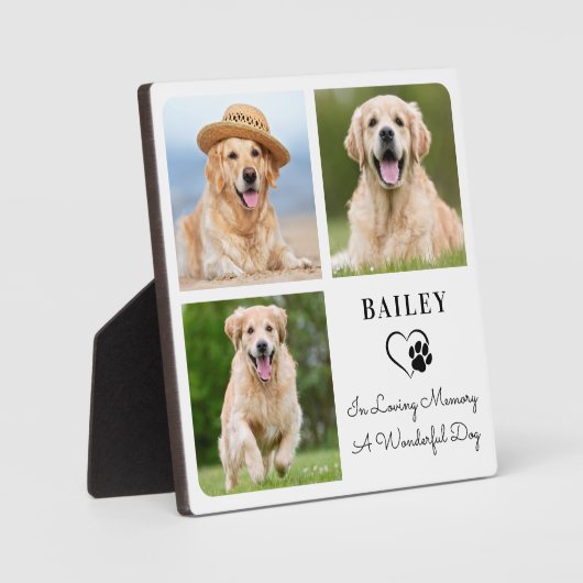 ペット ドッグ メモリアル オーダーメイド 3 枚の写真コラージュ フォトプラーク (正面)