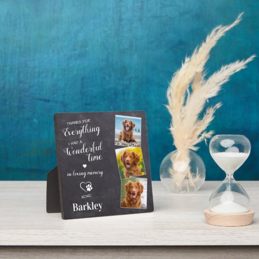 ペット ドッグ メモリアル - ペットの喪失 ギフト - カスタム 3 枚の写真 フォトプラーク (インサイチュ)