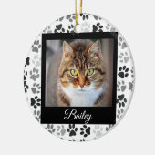 ペット フォト クリスマス 現代の爪痕 ブラック&ホワイト セラミックオーナメント (左)