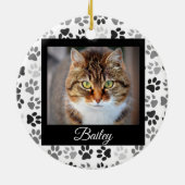 ペット フォト クリスマス 現代の爪痕 ブラック&ホワイト セラミックオーナメント (裏面)