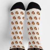 ペット フォト パターン アイボリー ブラウン 最高のドッグマム エバー ソックス (上部)