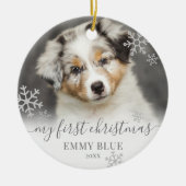 ペット フォト 犬 私の初めてのクリスマス セラミックオーナメント (正面)