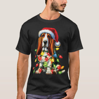 ペット 動物 バセットハウンド 犬好き サンタ帽 クリスマス Tシャツ