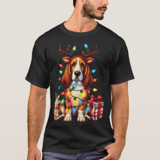 ペット 動物 バセットハウンド 犬好き トナカイ クリスマス Tシャツ