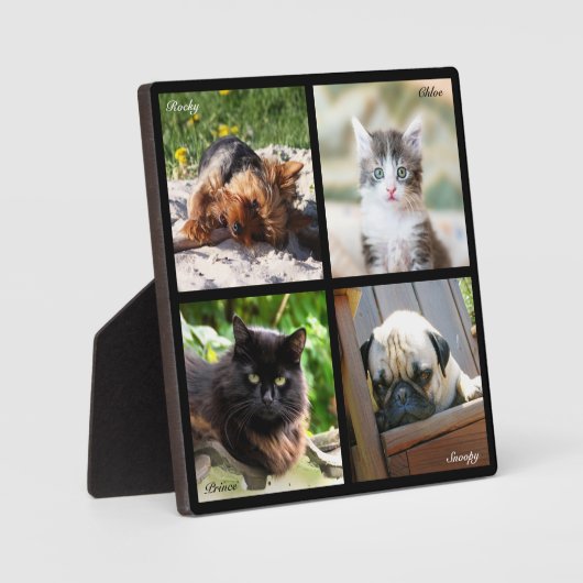 ペット　思い出　４枚　フォトコラージュ　黒　スクエア フォトプラーク (正面)