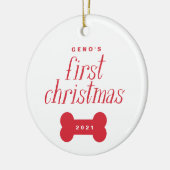 ペット |犬の初めてのクリスマス写真オーナメント セラミックオーナメント (左)