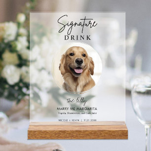 ペット+犬の結婚式のシグネチャードリンク カクテルバー アクリルサイン