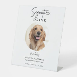 ペット+犬の結婚式のシグネチャードリンク カクテルバー 台座サイン