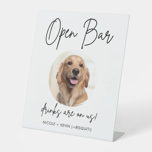 ペット+犬の結婚式 オープン+バー ドリンク カクテル 台座サイン (正面)