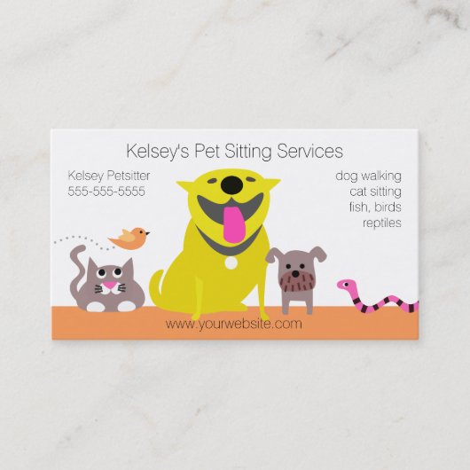 ペット-犬猫の鳥のヘビ 名刺 (正面)