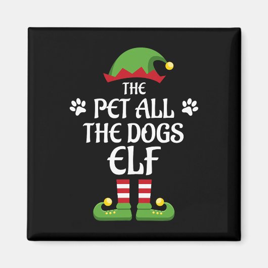 ペット+犬+エルフ+家族+おそろい+クリスマス マグネット (正面)