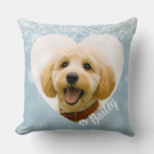 ペット 犬 猫 カスタム 写真 ブルー 追悼 記念品 クッション (正面)