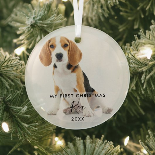 ペット 犬 猫 写真 マイ ファースト クリスマス ガラスオーナメント (インサイチュ)