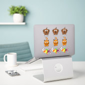 ペット 犬、猫、金魚 かわいいキャラクター シール (デスク上のノートパソコン)