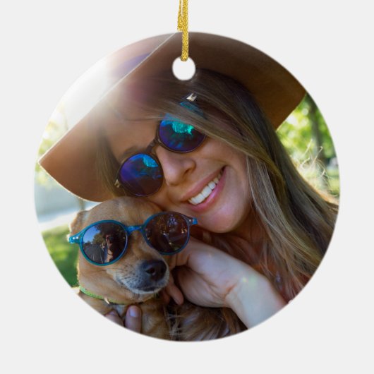 ペット 犬 猫 2 枚の写真 初めてのクリスマス セラミックオーナメント (裏面)