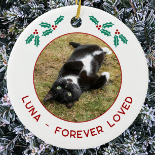 ペット 猫 メモリアル クリスマス フォト セラミックオーナメント