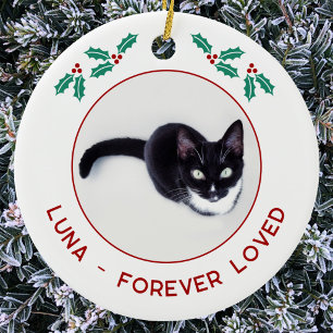 ペット 猫 メモリアル クリスマス 写真 セラミックオーナメント