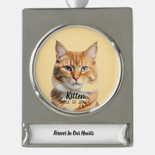 ペット 猫 写真入りメモリアルグッズ ''In Loving Memory'' 名前入り シルバープレートバナーオーナメント