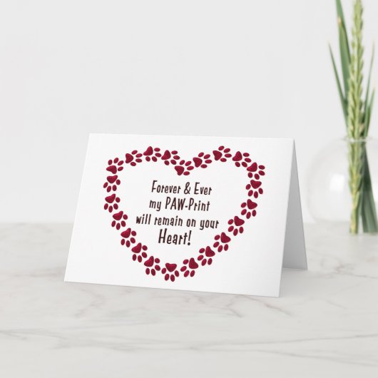 ペット- PAW-PRINTS/HEARTの損失のための悔やみや弔慰カード カード (正面)
