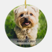 ペッパーソナライズされたトの写真がクリスマスツリーの両面に セラミックオーナメント (裏面)