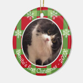 ペッパーソナライズされたトクリスマススノーフレーク2写真 セラミックオーナメント (左)