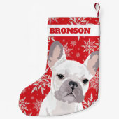 ペッパーソナライズされたトドッグ |ホワイトブルドフランスのッグギフト スモールクリスマスストッキング (裏面)