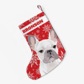 ペッパーソナライズされたトドッグ |ホワイトブルドフランスのッグギフト スモールクリスマスストッキング (裏面 (吊り時))