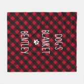 ペッパーソナライズされたトレッドブラックバッファロー格子犬 フリースブランケット (正面(横))