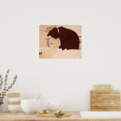 ペッパーブラックキャットアンティークバスルーム ポスター (キッチン)