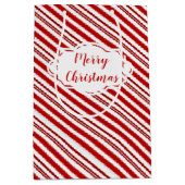 ペッパーミントのキャンディストライプをカスタマイズ ミディアムペーパーバッグ (正面)