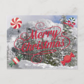 ペッパーミントのキャンディーと雪景色 シーズンポストカード (正面)