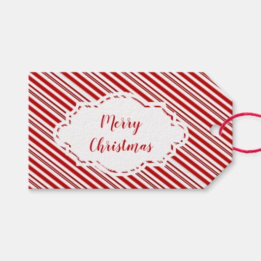 ペッパーミントのキャンディーストライプをカスタマイズする ギフトタグ (正面(横))