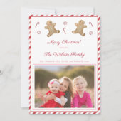 ペッパーミントのストライプのジンジャーブレッド 赤 ピンクの絵 シーズンカード (正面)