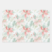 ペッパーミントグリーン赤花の誕生日 ラッピングペーパーシート (正面)