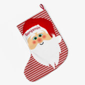 ペッパーミントストライプのクリスマス靴下 サンタクロース ラージクリスマスストッキング (裏面 (吊り時))