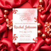 ペッパーミント キャンディー シャワー 招待状 | 赤い水彩画