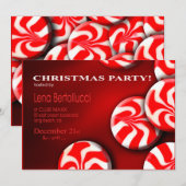 ペッパーミント キャンディ クリスマスパーティ 招待状 (正面/裏面)