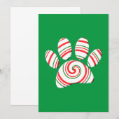 ペッパーミント スワール 犬の足跡 赤 緑 白 招待状 (正面/裏面)