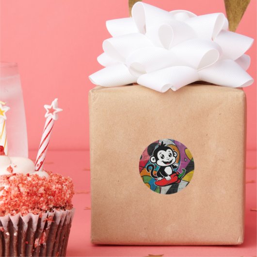 ペッパー・モンキー・ステッカー ラウンドシール (パーティー)