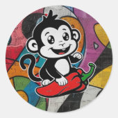 ペッパー・モンキー・ステッカー ラウンドシール (正面)